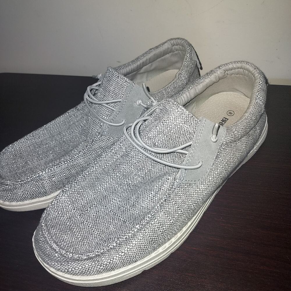 Bruno Marc Men's Slip On Loafers 8M Lightweight Shoes Elastic Laces Casual Gray